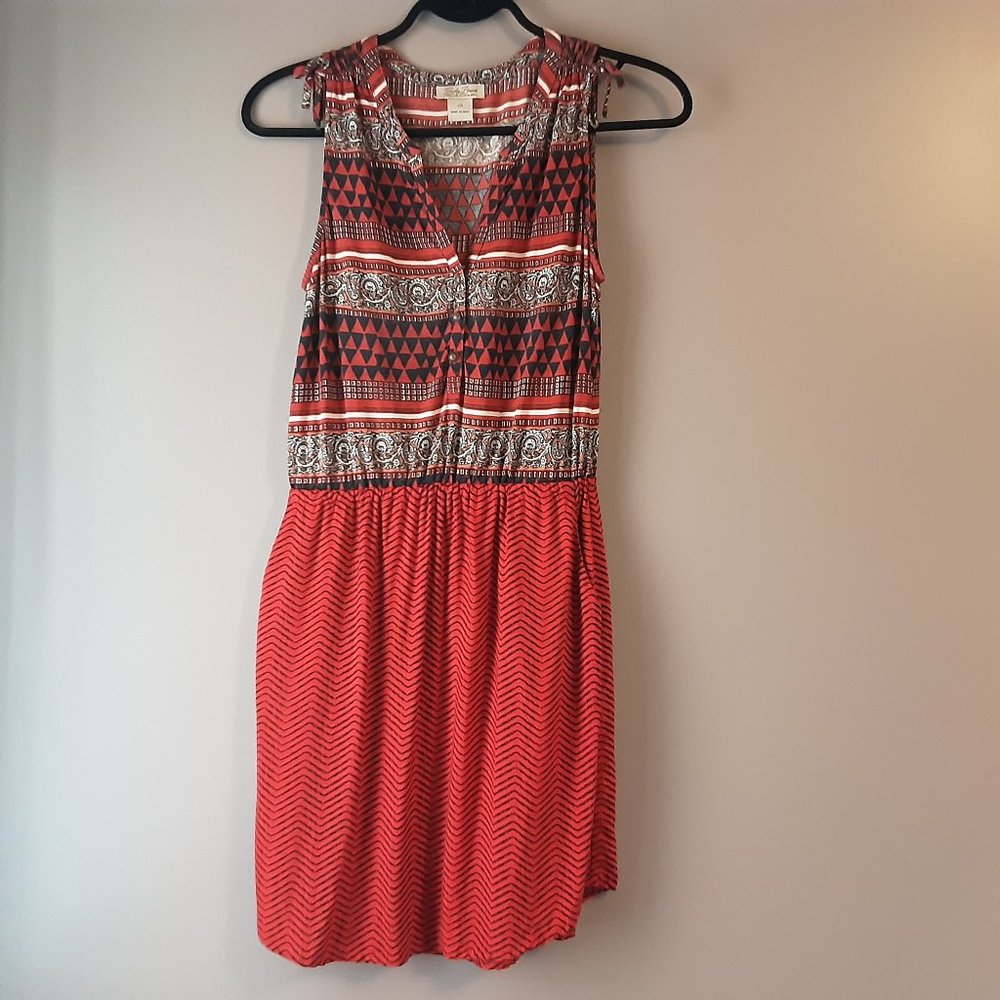 Lucky Brand Sleeveless Mini Dress, Blue & Rust, XS